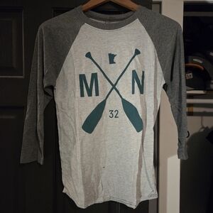 Gray Raglan Sleeve Graphic Tee